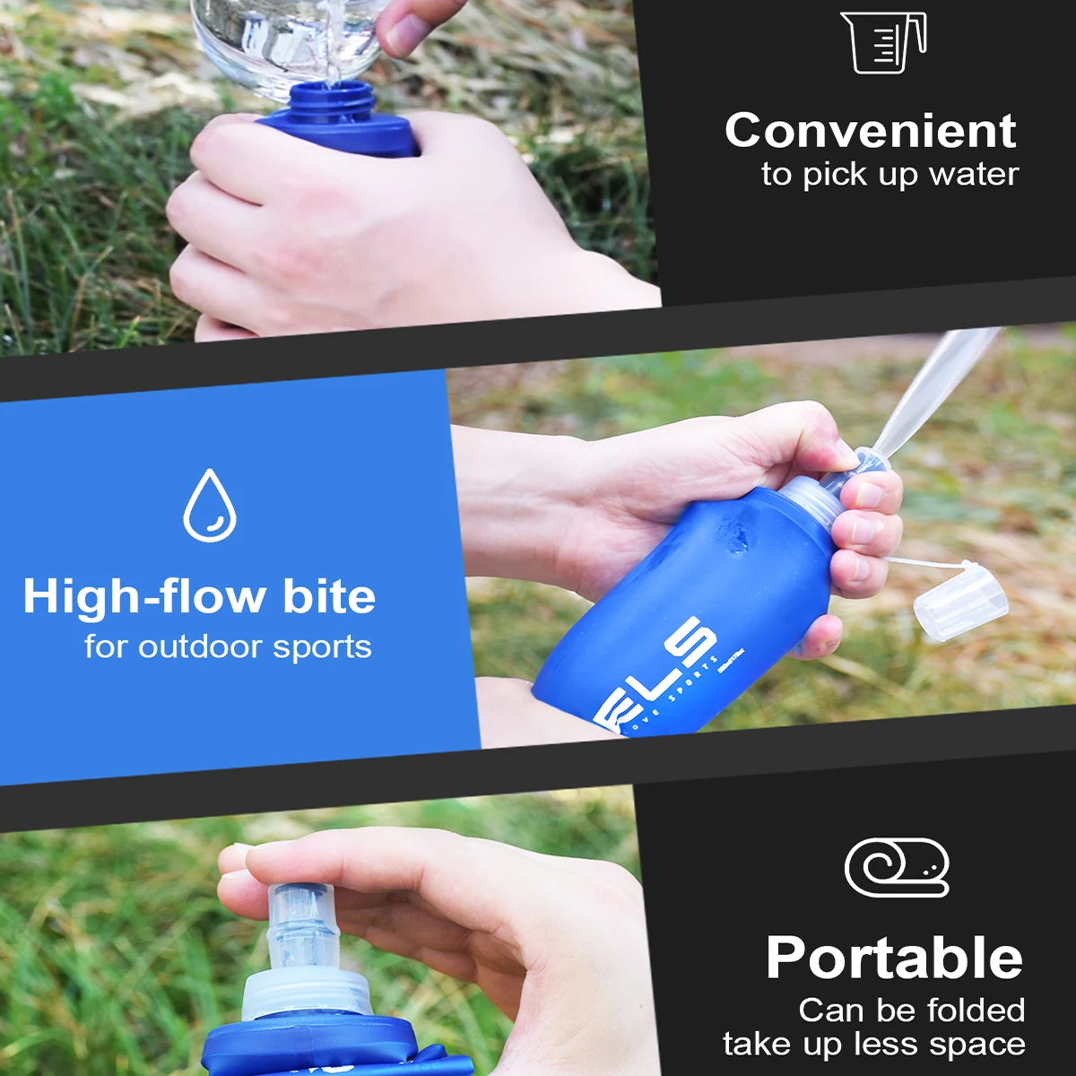 WRELS Soft Folding Water Bottle – BPA-Free Hydration Flask for Outdoor Sports